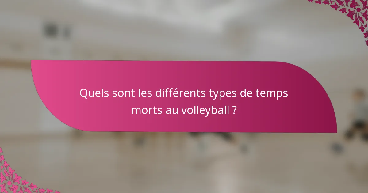 Quels sont les différents types de temps morts au volleyball ?